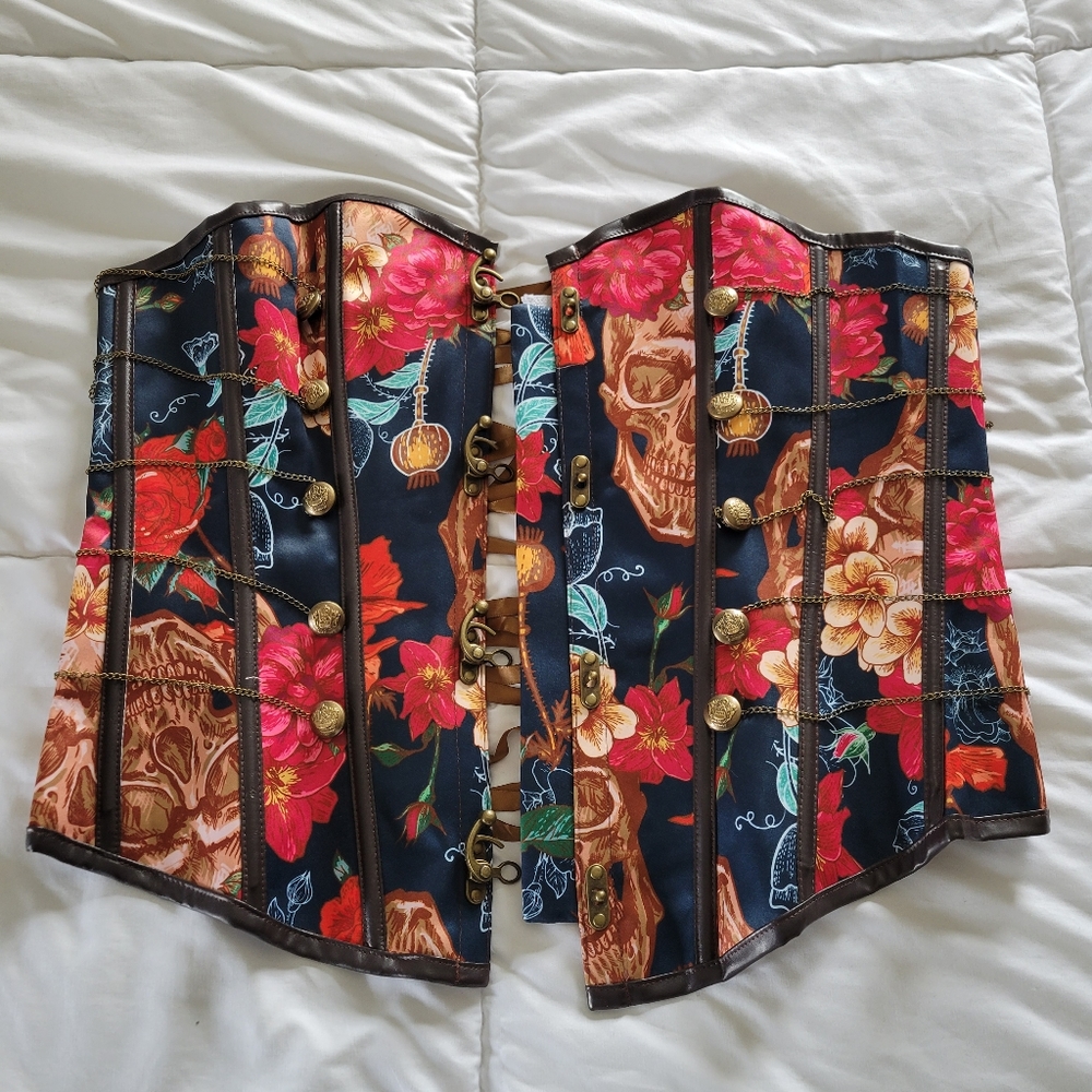 Unbranded Flower Print Steampunk Corset NWT